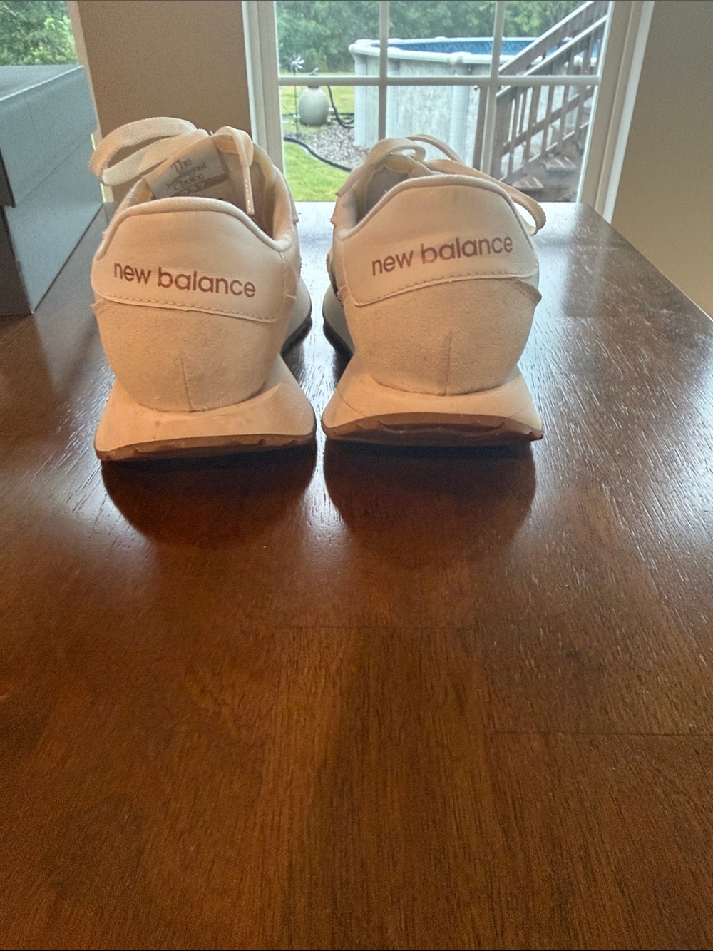 New Balance Women's White and Tan Leopard Accent Sneakers - Picture 4 of 10